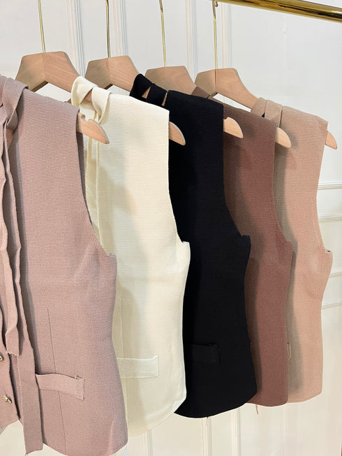 Women Casual Button Down Solid Colour Vest